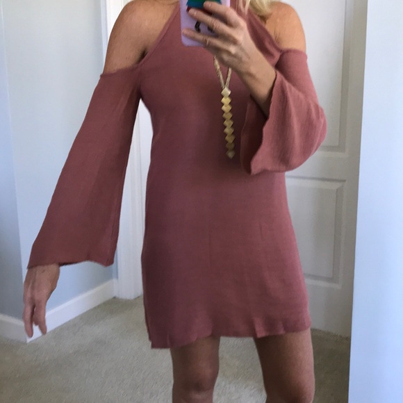 Mauve Cold Shoulder Mini Dress - Picture 4 of 6